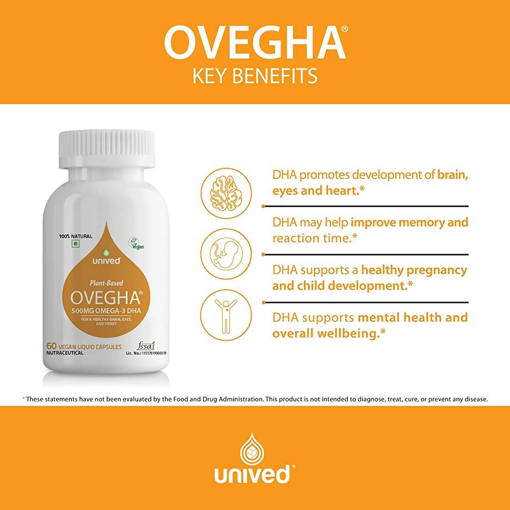 Unived Plant-Based Ovegha 500 MG Omega-3 DHA Capsules