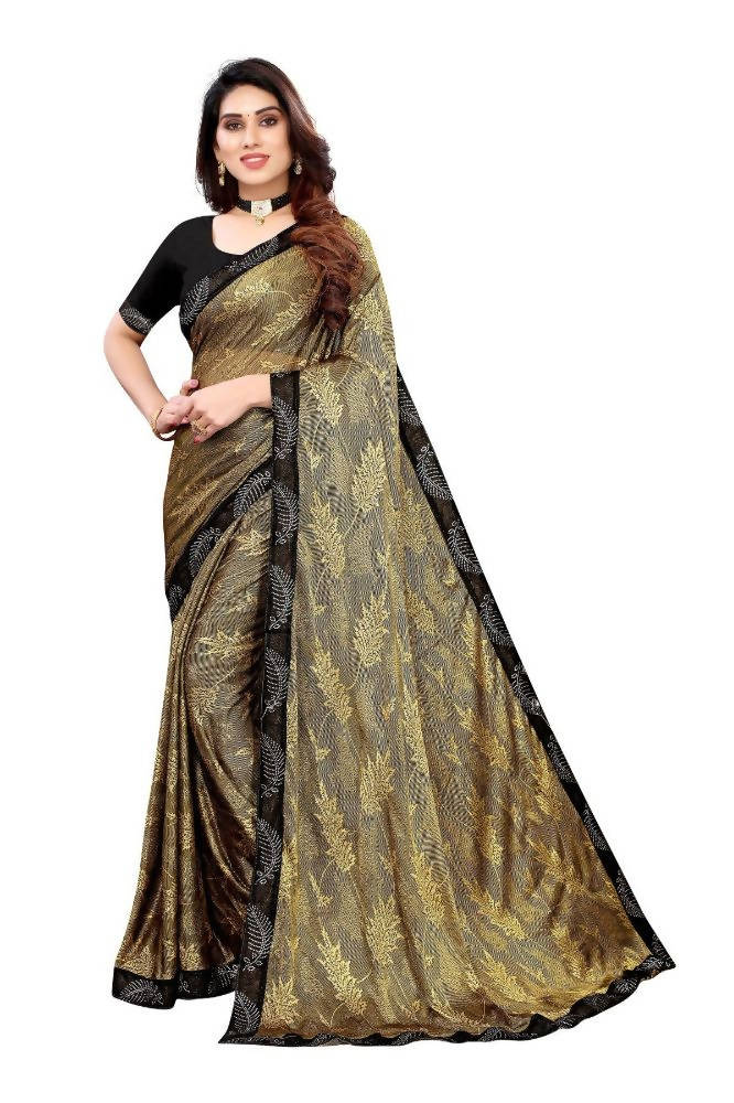 Vamika Golden Malai Silk Embroidery Saree