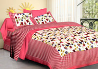 Thumbnail for Vamika Printed Cotton Pink Floral Bedsheet With Pillow Covers 