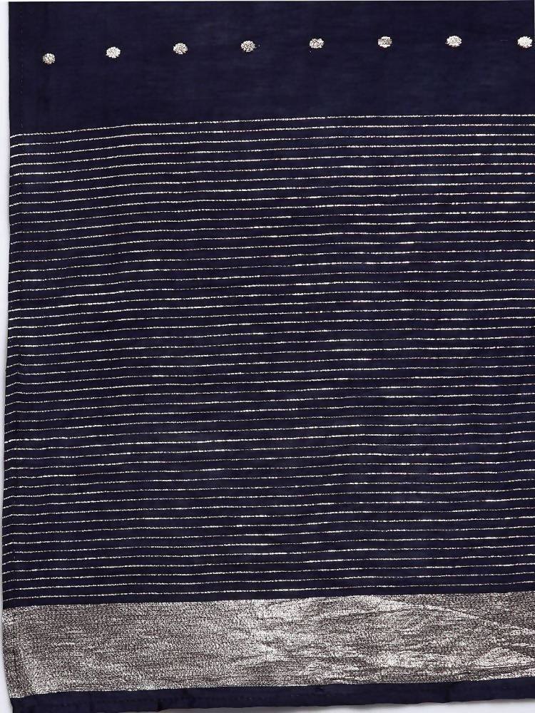 Myshka Women's Navy Blue Georgette Print Casual Dupatta