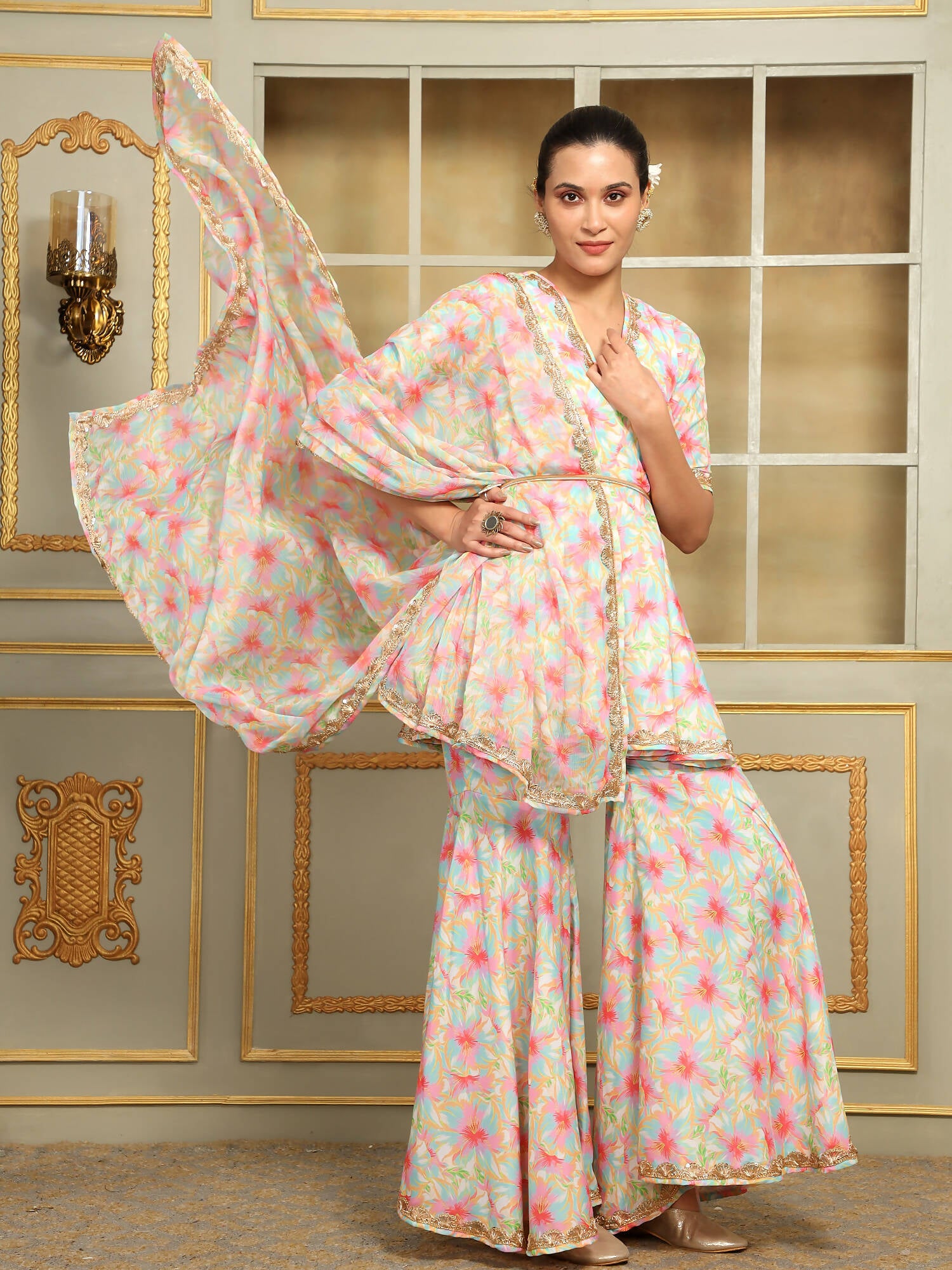 Pomcha Jaipur Pink Saadgi Gulistan Sharara Set - Distacart
