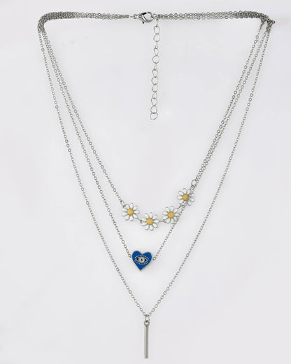 VOJ Beads Silver Plated Stainless Steel Layered Chain - Distacart