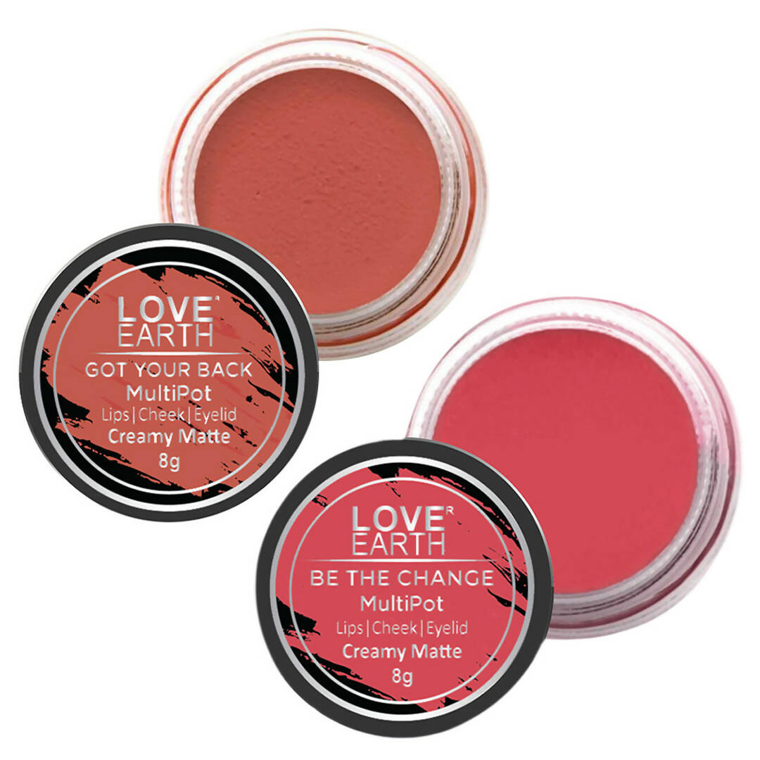 Love Earth Lip Tint & Cheek Tint Multipot Combo (Rose Pink & Coral) - Distacart