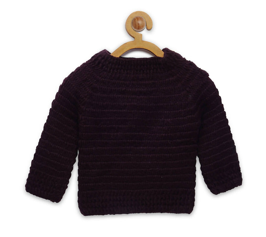 Chutput Kids Brown Coloured Solid Pullover For Baby Boys with Sunflower Design - Distacart