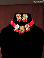 Thumbnail for Mominos Fashion Johar Kamal Women's Red Beads Pearls Gold-Plated Jewellery Set