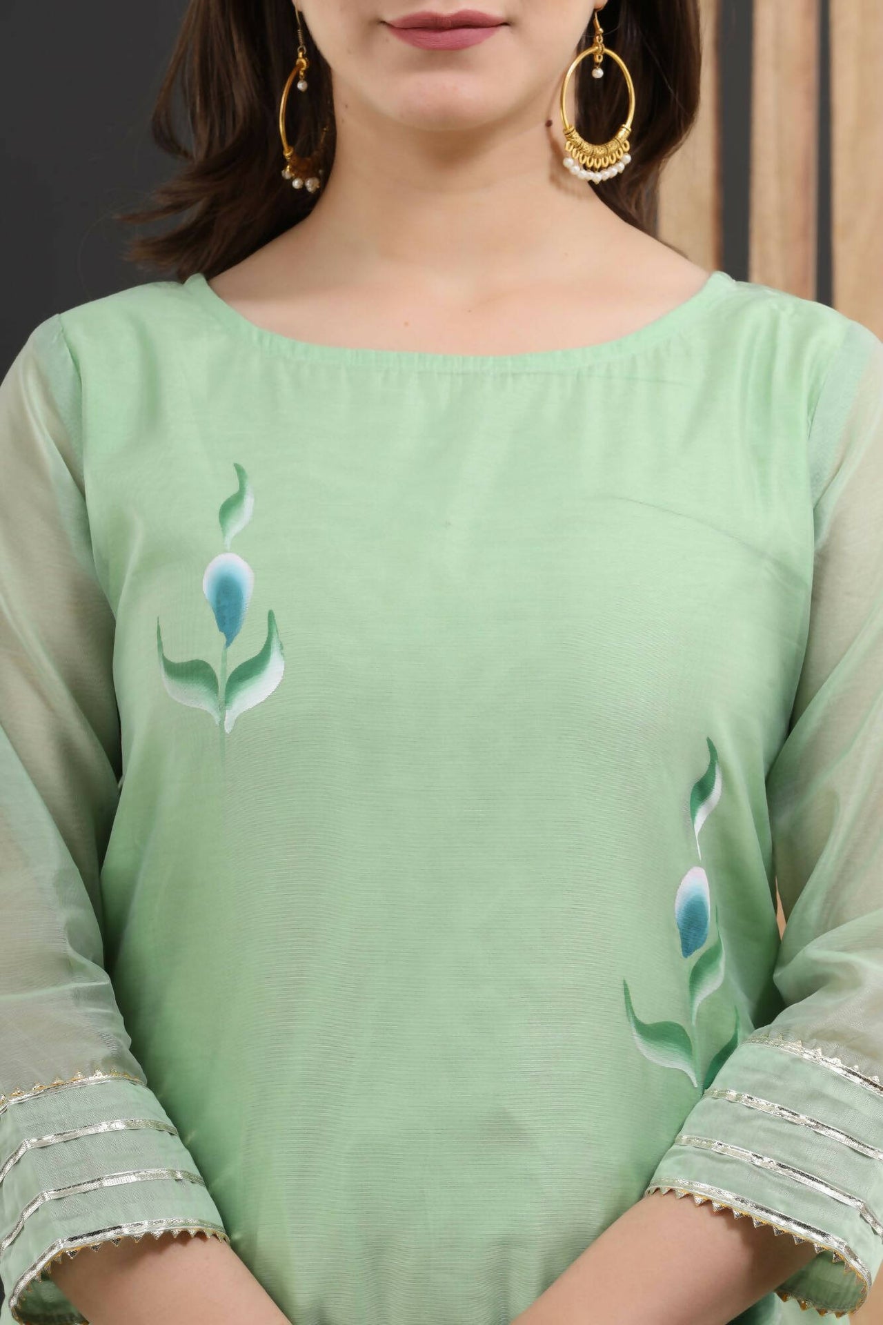 Women's Olive Hand Paint Sharara Set - Isya - Distacart