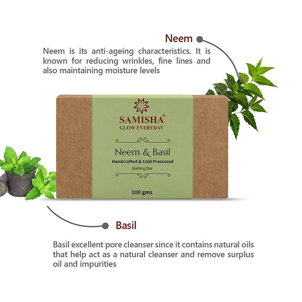 Samisha Organic Neem & Basil Skin Clearing Bathing Bar - Distacart