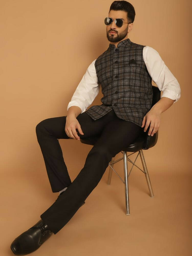 Even Apparels Pure Wool Nehru Jacket - Grey - Distacart