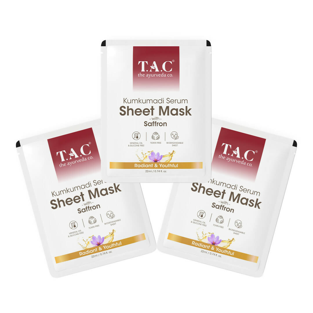 TAC - The Ayurveda Co. Kumkumadi Serum Sheet Mask | with Saffron | for Nourished & Moisturized Skin - Distacart