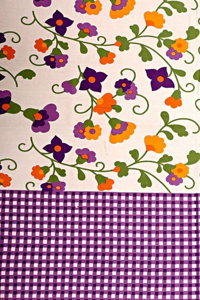 Vamika Printed Cotton Purple Bedsheet With Pillow Covers (LEOC_CHKM_PR) - Distacart