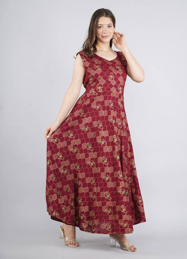 Vamika Wine Red Rayon Gold Printed Party Wear/Casual Wear Kurti - Distacart