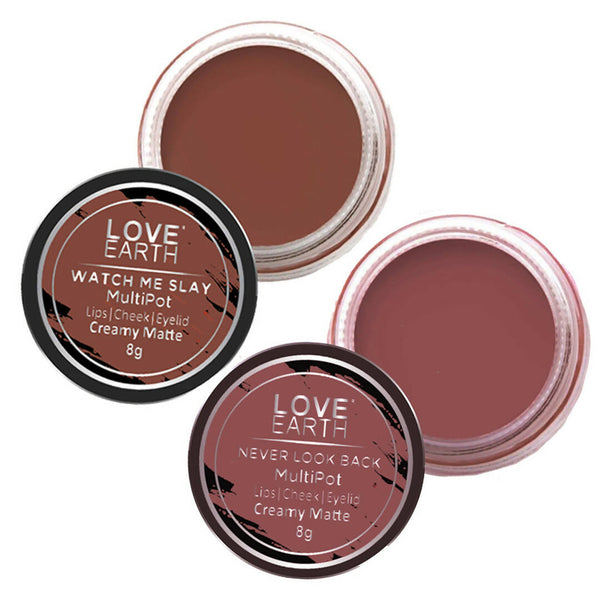 Love Earth Lip Tint & Cheek Tint Multipot Combo (Ruby Pink & Caramel Brown) - Distacart
