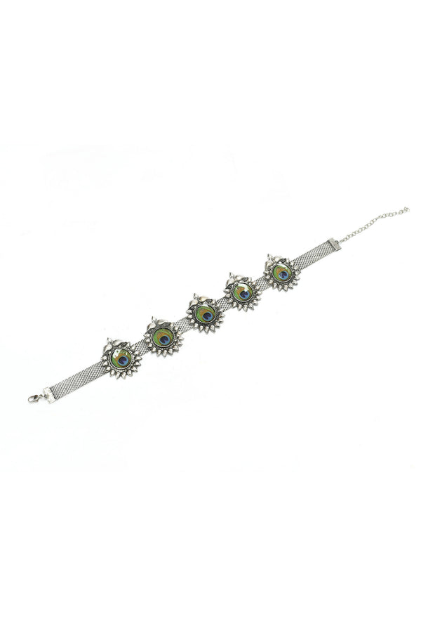 Mominos Fashion Johar Kamal Oxidised Silver-Plated Peacock Wings Work Necklace Handicraft - Distacart