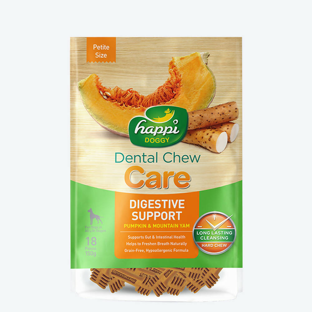 Happi Doggy Dental Chew Care Digestive Support Pumpkin & Mountain Yam Petite - Distacart