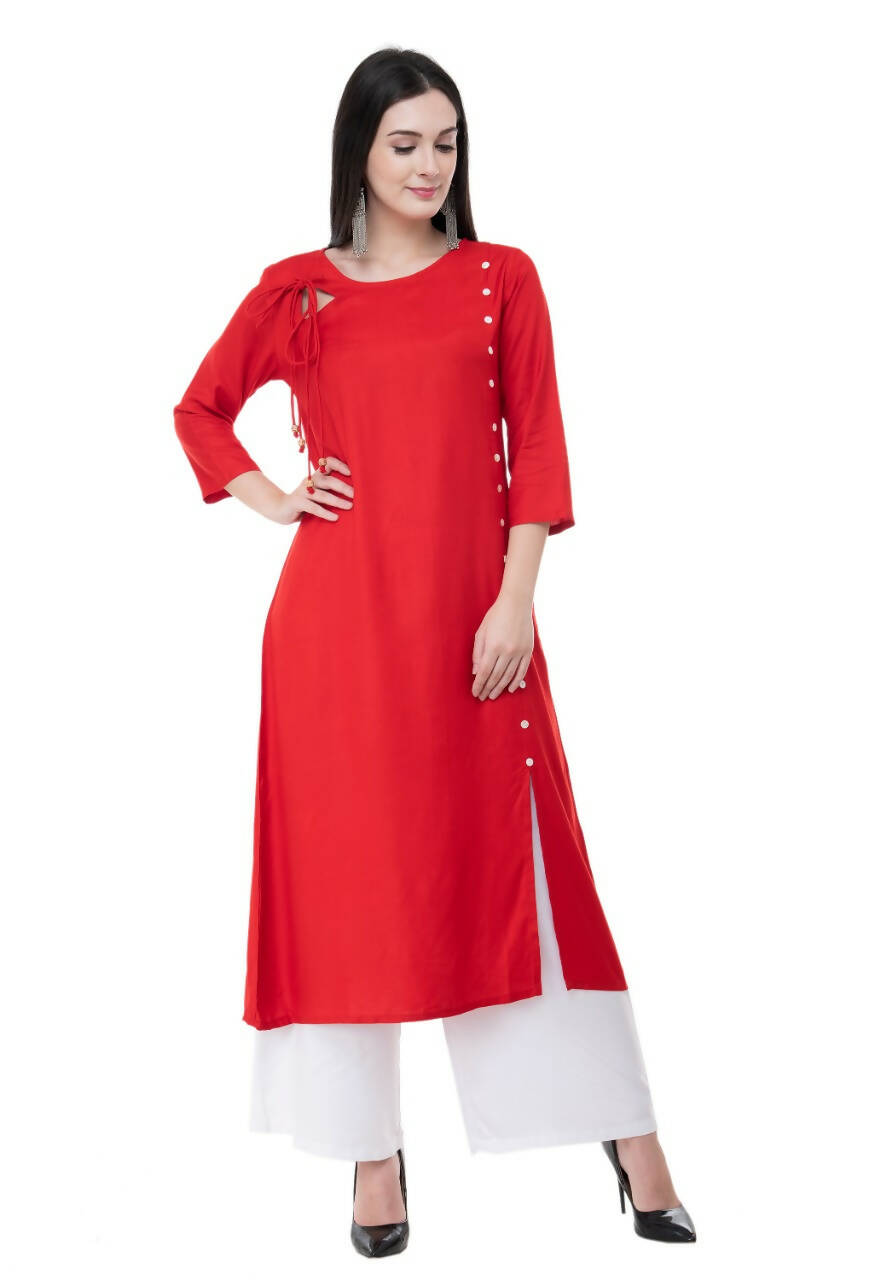 Women's Red Kurti With Dori Tassels - G & A Apparels - Distacart