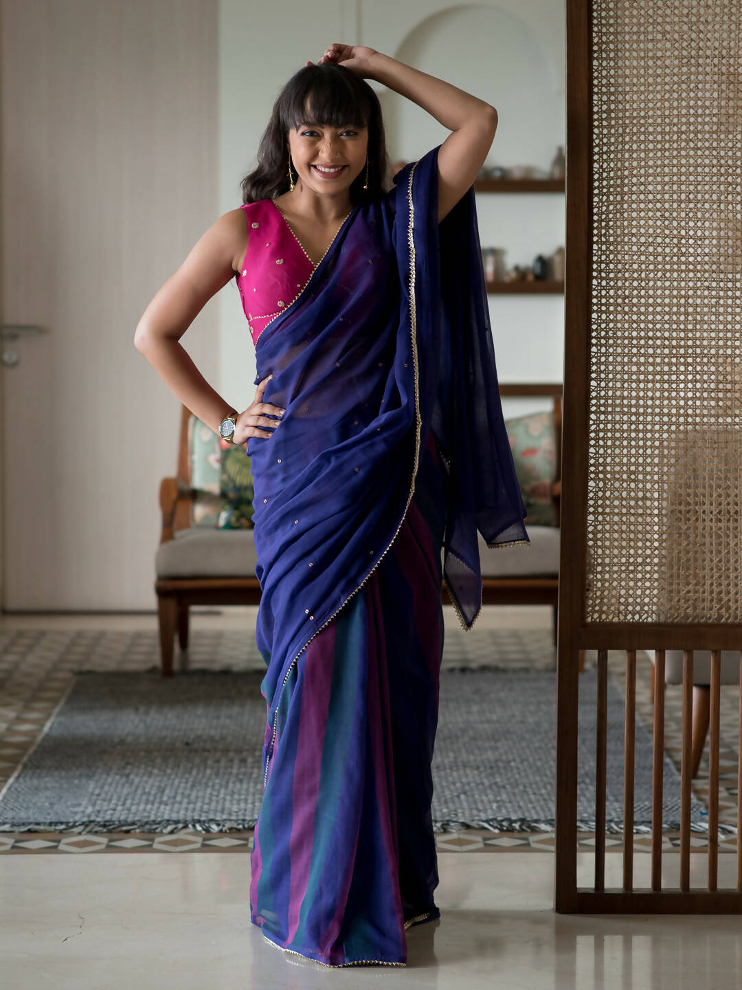 Suta Purple Woven Design Pure Cotton Saree - Distacart