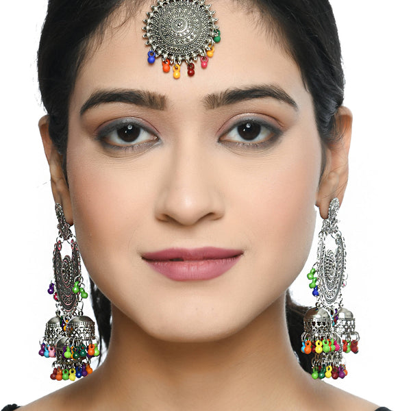 Mominos Fashion Johar Kamal Beautiful Jhumkas With Maang Tikka - Distacart