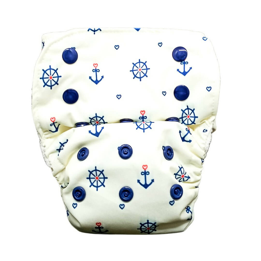 Kindermum Nano Aio Cloth Diaper With 2 Organic Cloth Inserts- Anchor For Kids - Distacart