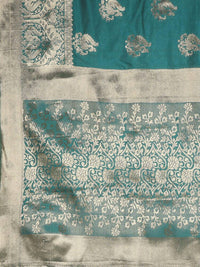 Thumbnail for Kalamandir Ethnic Motifs Sea Green Silk Blend Saree