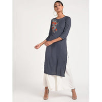 Thumbnail for Cheera Women's Rayon Straight Kurta With Beautiful Embroidery Patch (CH016K)
