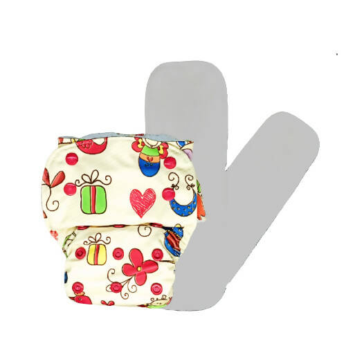 Kindermum Nano Aio Cloth Diaper With 2 Organic Cotton Inserts- Baby Doodle For Kids - Distacart