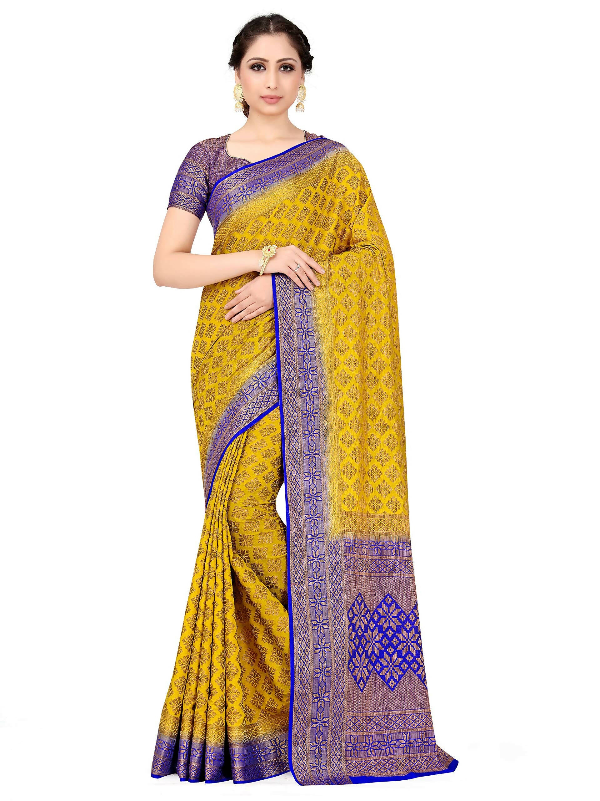 Mimosa Women's Mustard Yellow Patola Art Silk Saree - Distacart