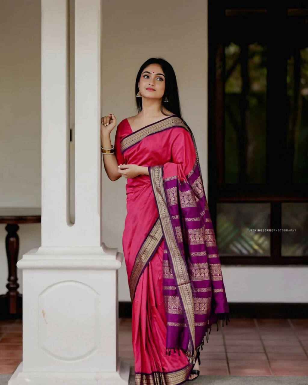 DEIANA'S Beautiful Golden Jari with New Design Soft Lichi Silk Saree - Pink - Distacart