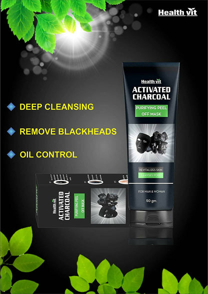 Healthvit Activated Charcoal Purifying Peel Off Mask - Distacart