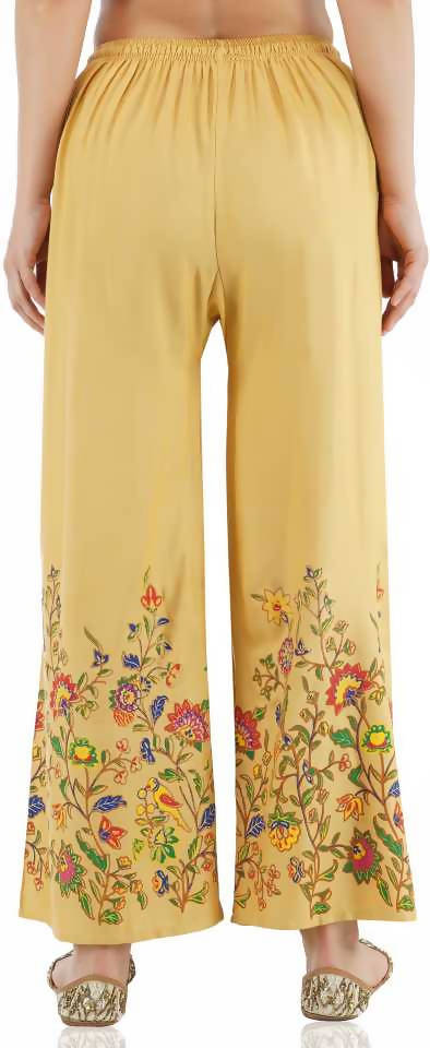 Mominos Fashion Golden Floral Design Palazzo