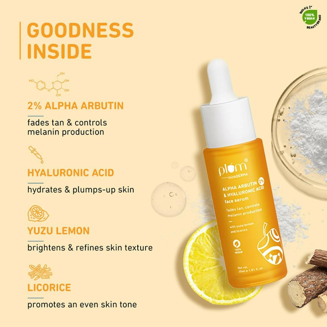 Plum 2% Alpha Arbutin & Hyaluronic Acid Face Serum - Distacart