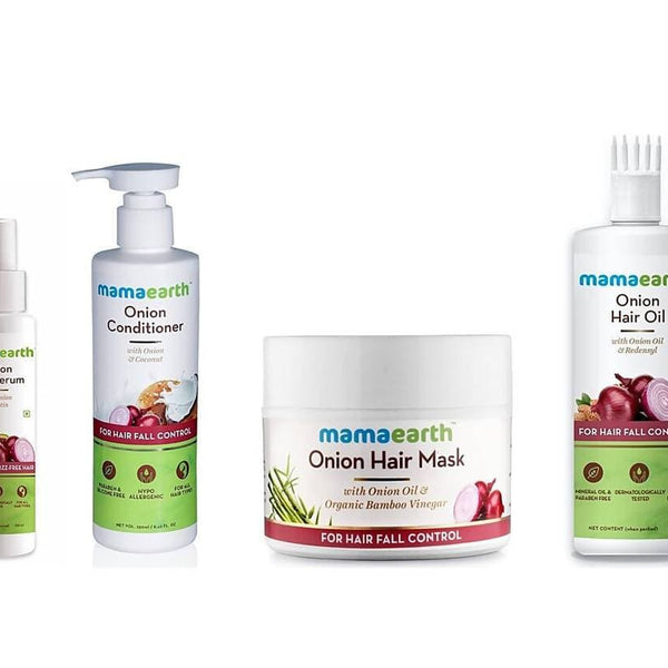 Mamaearth Onion Conditioner + Hair Mask + Hair Oil + Hair Serum For Hair Fall Control