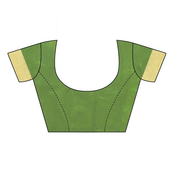 Vamika Green Cotton Polyster Silk Weaving Saree (Kerala Cherry) Blouse