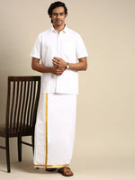 Thumbnail for Ramraj Cotton Mens Half Sleeve Formal 100 % Cotton White Shirt - Distacart