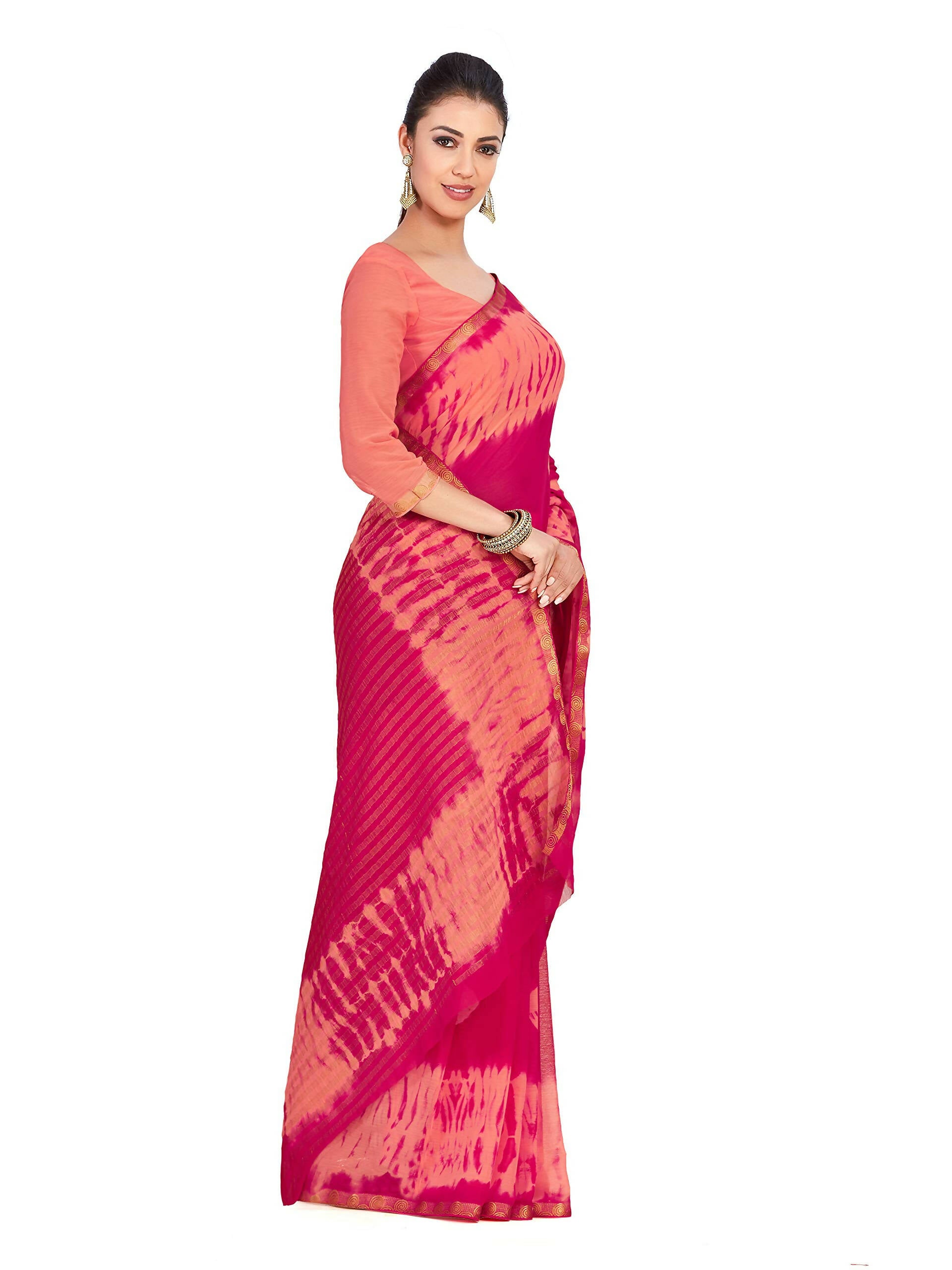 Mimosa Women's Pink Banarasi Chiffon Silk Saree - Distacart