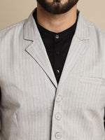 Thumbnail for Even Apparels Men's Grey Waistcoat with Notched Lapel - Distacart