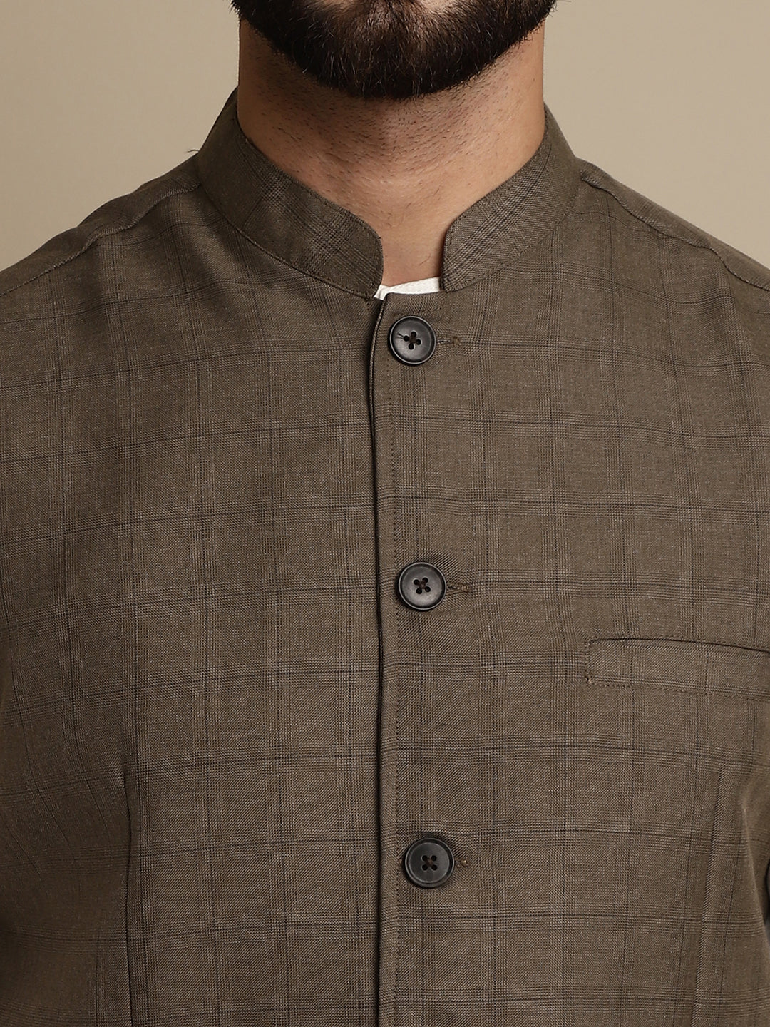 Even Apparels Men's Brown Mandarin Collar Waistcoat - Distacart