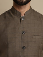 Thumbnail for Even Apparels Men's Brown Mandarin Collar Waistcoat - Distacart