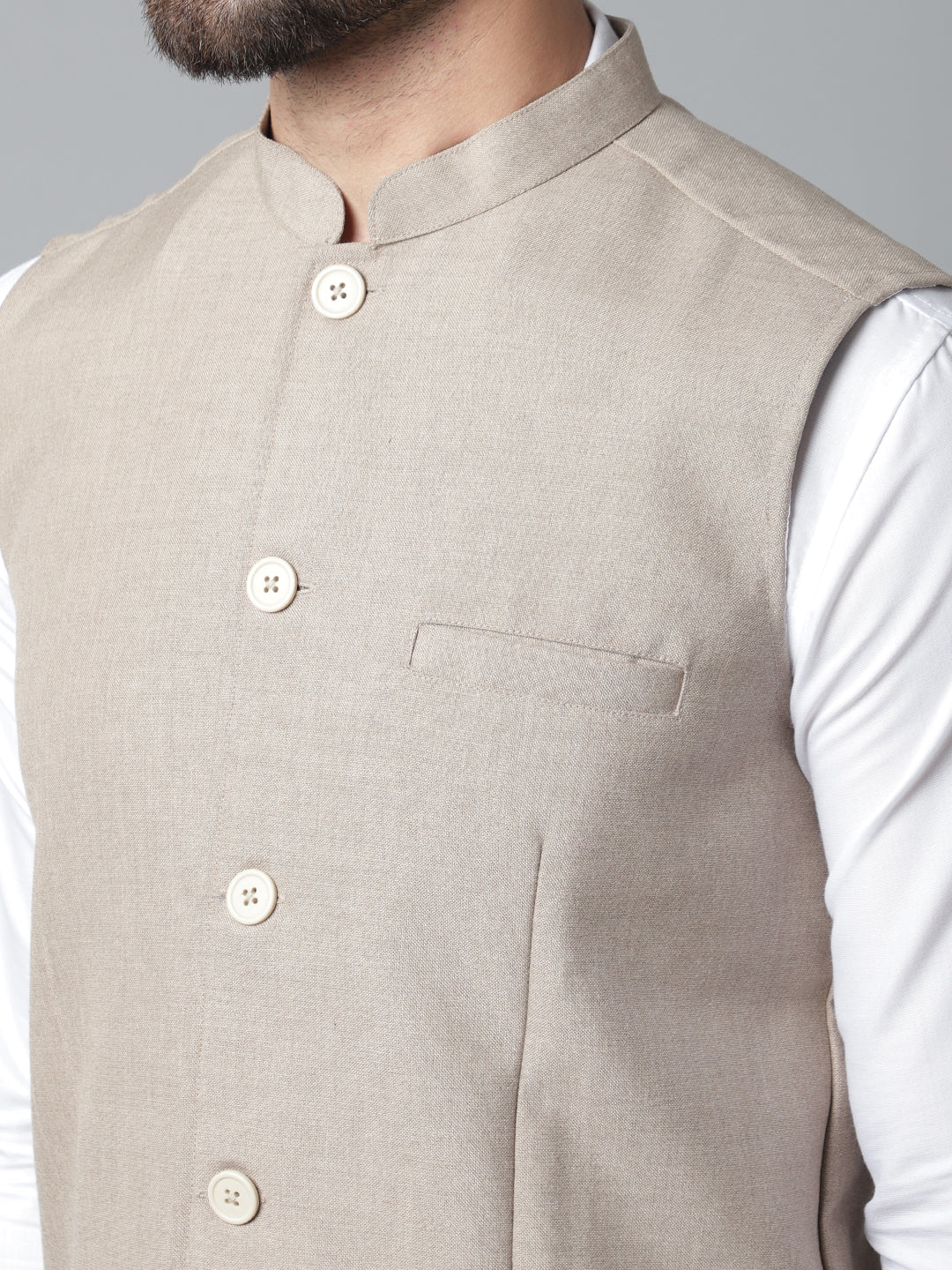 Even Apparels Men's Brown Nehru Jacket With Welt Pockets - Distacart