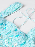 Thumbnail for House of Panchhi Turquoise Blue Georgette Sequinse Embroidery Lehenga Choli & Dupatta - Distacart