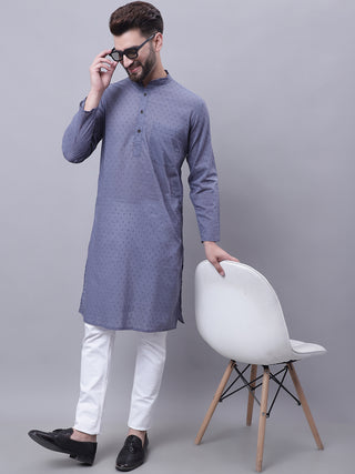 Even Apparels Grey Pure Cotton Kurta With Band Collar - Distacart