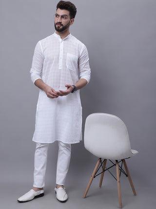 Even Apparels White Pure Cotton Kurta With Band Collar - Distacart