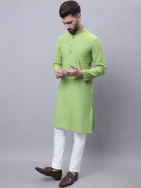 Thumbnail for Even Apparels Green Pure Cotton Kurta With Band Collar - Distacart