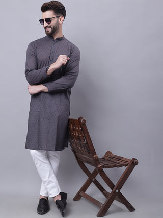 Even Apparels Grey Pure Cotton Kurta With Band Collar - Distacart