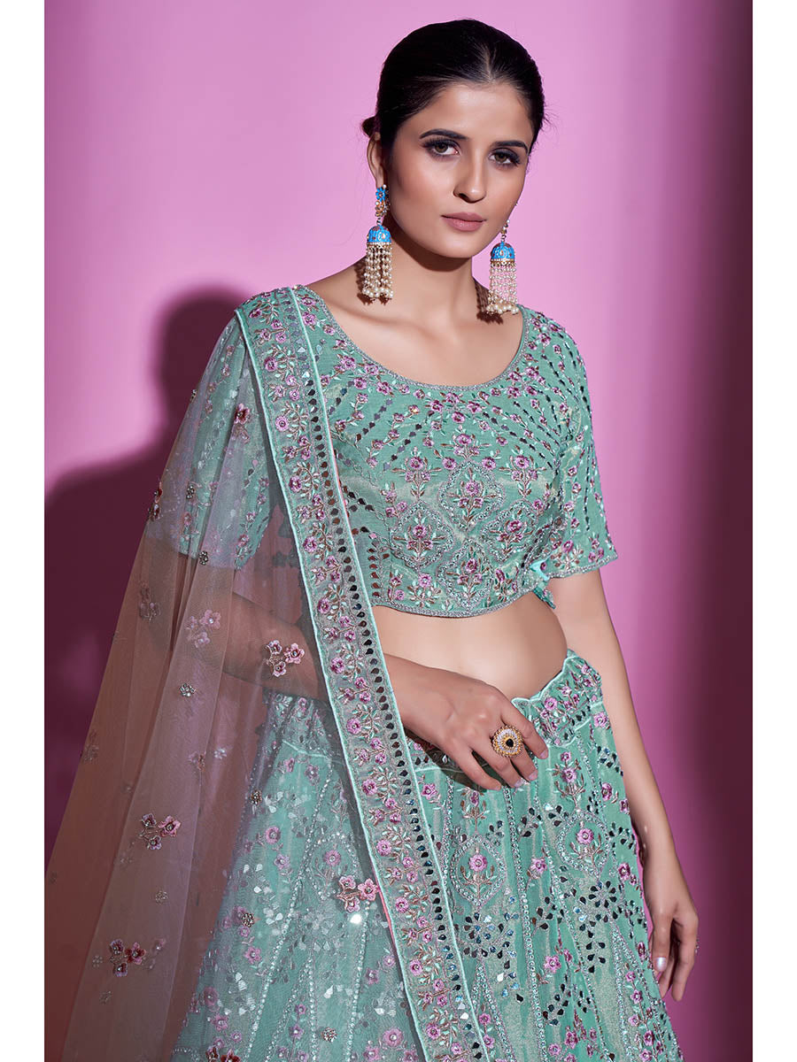 Myra Blue Gota Silk Embroidered Designer Lehenga Choli - Distacart