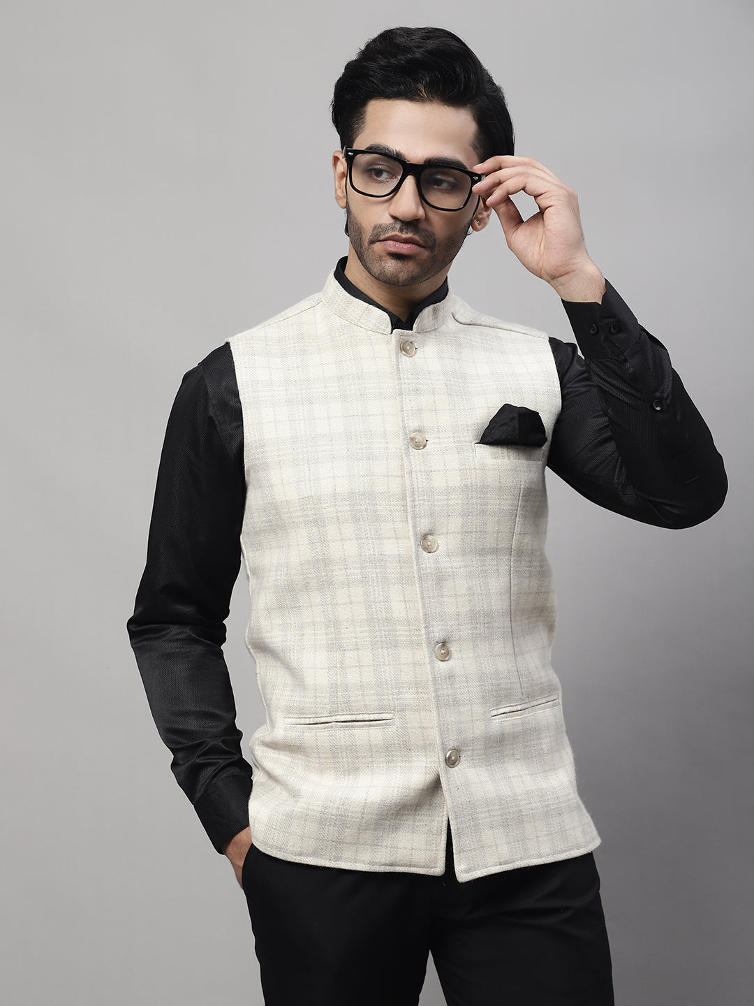 Even Apparels Men's Cream Pure Wool Nehru Jacket - Distacart