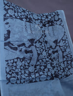 Thumbnail for Shades of Grey Colour Kalamkari Pure Munga Cotton Saree By Gayathri Reddy Designer Studio - Distacart