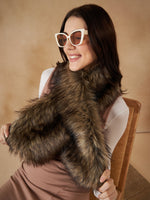Thumbnail for InWeave Women's Beige Print Faux Fur Neck Warmer - Distacart