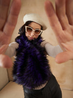 Thumbnail for InWeave Women's Purple Black Faux Fur Neck Warmer - Distacart