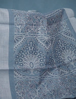 Thumbnail for Shades of Light Ash Grey Colour Floral Print Semi Chanderi Saree By Gayathri Reddy Designer Studio - Distacart