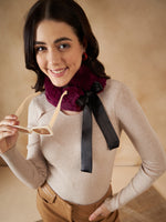 Thumbnail for InWeave Women's Burgundy Fur Neckpiece - Distacart